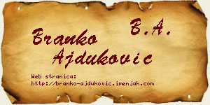 Branko Ajduković vizit kartica